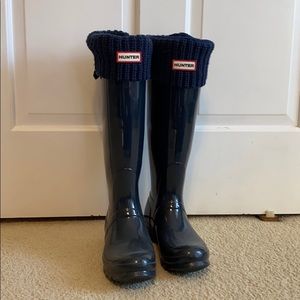 Navy Hunter rain boots
